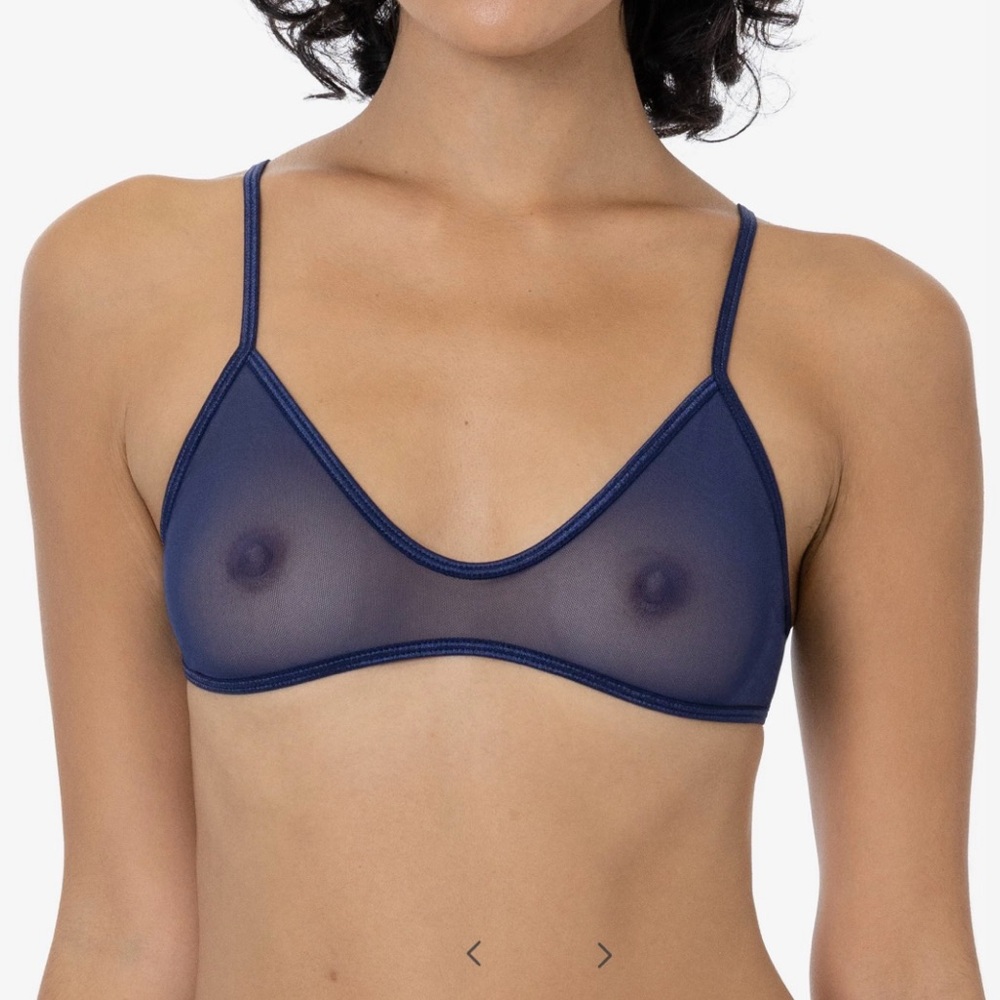 MICRO MESH SPAGHETTI BRALETTE Never Worn, Navy Blue